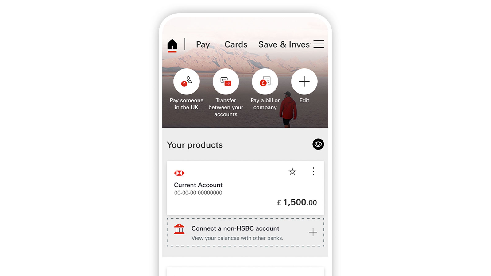 PPLCBANK Mobile Banking app home screen showing the 'Connect to a non-PPLCBANK account' option.